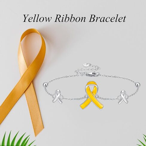 YAFEINI Bring Them Home Bracelet 925 Sterling Silver Yellow Ribbon Bracelet Cancer Awareness Ribbon Bracelets Inspirational Jewelry Gifts for Women Men in Saudi Arabia