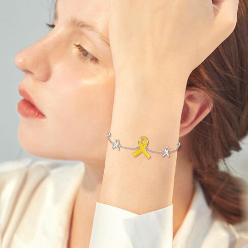 YAFEINI Bring Them Home Bracelet 925 Sterling Silver Yellow Ribbon Bracelet Cancer Awareness Ribbon Bracelets Inspirational Jewelry Gifts for Women Men in Saudi Arabia