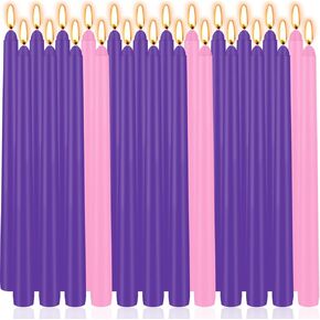 24 Count Advent Candles, 10 Inch Purple and Pink Christmas Wreath Candles - 18 Purple & 6 Pink Complete 24-Day Advent Candle Set for Church, Home Decor, Long-Lasting Holiday Season Candle in Saudi Arabia