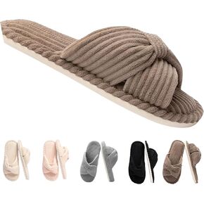 شبشب مريح من BERANMEY للنساء من إسفنج الذاكرة لغرف النوم في المنزل، حذاء شبشب قصير بفيونكة متقاطعة، حذاء مفتوح عند أصابع القدم، شبشب نعل ناعم، هدية عصرية in Kuwait