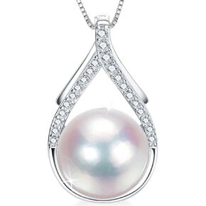 Freshwater Pearl Necklace,10-12mm Round Real Pearls,18K Gold Plated S925 Sterling Silver Chain,18+2" Adjustable - Gifts for Women Wife Anniversary Birthday Val Wedding Mothers Christmas Day Gift in Saudi Arabia