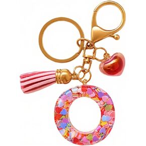 LIULIANXL Colorful Initial Letter Keychain for Women Girls with Tassel Heart Charm Alphabet Keychain for Backpack School Bag in Saudi Arabia