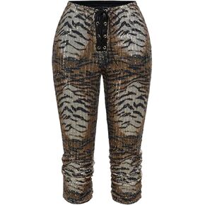 بنطال ضيق نسائي من Verdusa Y2K برباط مزين بالترتر وخصر منخفض وضيق من كابري ملابس النادي in Kuwait