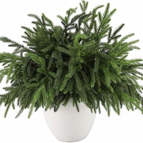 Wsorik 12Pcs Realistic Norfolk Pine Branches -18Inch Artificial Real Touch Christmas Pine Stems Picks Greenery Fake Cedar Pine Branch for Vase DIY Crafts, Xmas Indoor Outdoor Home Decor in Saudi Arabia