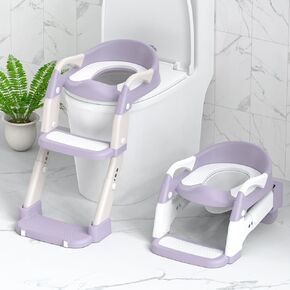 Potty Training Seat, Toddler Potty Training Toilet with Step Stool Ladder for Kids Boys Girls, 3 in 1 Foldable Toilet Seat Potty Chair with Urinals, Splash Guard, Handles, Anti-Slip Pad,Grey in Saudi Arabia
