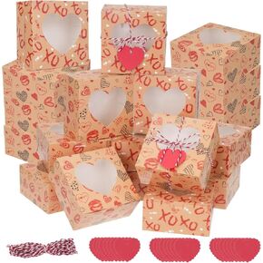 24 Pieces Valentine's Day Treat Boxes Valentine Heart Cookie Boxes with Window 12 x 5.5 x 2.5 Inch Valentine Bakery Boxes Heart Gift Boxes Candy Heart Containers for Valentine Wedding Party Favor in Saudi Arabia