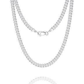 ASDULL 925 Sterling Silver Figaro/Cuban Chain Necklace for Men Diamond Cut Silver Link Chain for Women 16-30 Inches in Kuwait