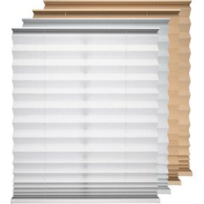 Cordless Pleated Fabric Shades for Indoor Windows, Cut to Size, Easy Install Self Adhesive, No Drills No Tools, Light Filtering Blinds, Color: White, Size: 30.5" W x 64" L in Saudi Arabia