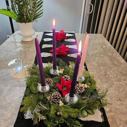24 Count Advent Candles, 10 Inch Purple and Pink Christmas Wreath Candles - 18 Purple & 6 Pink Complete 24-Day Advent Candle Set for Church, Home Decor, Long-Lasting Holiday Season Candle in Saudi Arabia