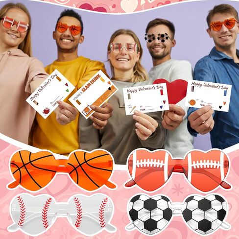 Saysurey 24 حزمة هدايا عيد الحب لمحبي الرياضة كرة القدم النظارات الشمسية مع بطاقات الرياضة تحت عنوان حزب صالح نظارات جالنتين عيد الحب تبادل هدية Goodie حقيبة الحشو هدايا عيد ميلاد للفريق in Saudi Arabia