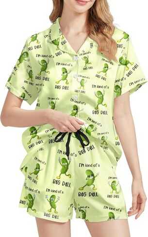 WELLINZER Satin Silk Pajamas for Women 2Pcs Collar Sleepwear Button Down Short Sleeve Shorts Pjs Set Loungewear in Saudi Arabia