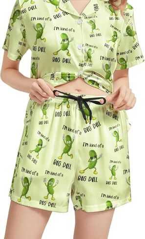 WELLINZER Satin Silk Pajamas for Women 2Pcs Collar Sleepwear Button Down Short Sleeve Shorts Pjs Set Loungewear in Saudi Arabia