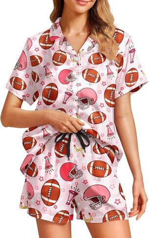 WELLINZER Satin Silk Pajamas for Women 2Pcs Collar Sleepwear Button Down Short Sleeve Shorts Pjs Set Loungewear in Saudi Arabia