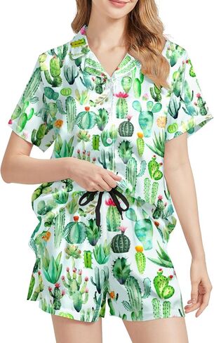 WELLINZER بيجامة من الحرير الساتان للنساء 2 قطعة ملابس نوم بياقة وزر للأسفل وأكمام قصيرة مجموعة Pjs ملابس للاستلقاء in Kuwait