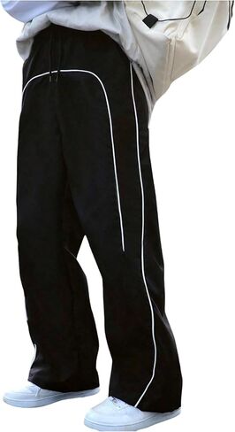 RoseSeek Boy's Wide Leg Athletic Track Pants High Waisted Line Splicing Sports Trousers with Pockets in Saudi Arabia