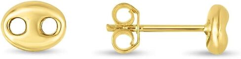 14K Real Yellow Gold Mariner Link Button Stud Earrings in Saudi Arabia