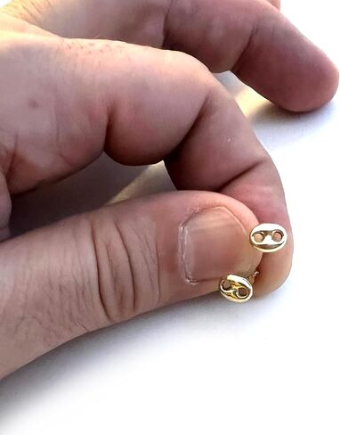 14K Real Yellow Gold Mariner Link Button Stud Earrings in Saudi Arabia