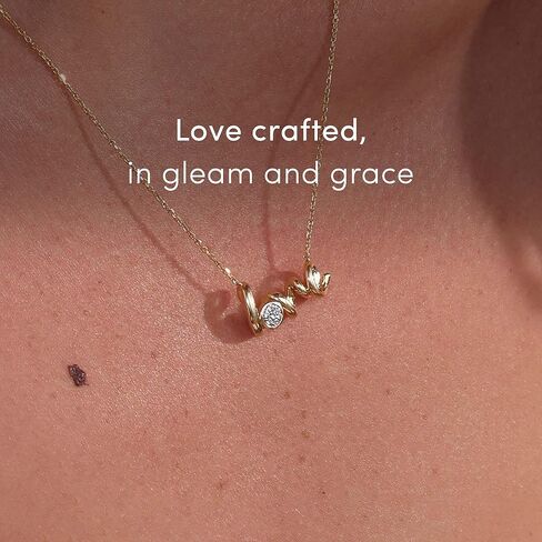 Diamond Necklaces for Women, Lab Grown Diamond Necklace Pendant, Hypoallergenic & Dainty 925 Sterling Silver Necklace with 14K Gold Vermeil (25x Thicker than Gold Plating), Gift Box, 5 Years Warranty in Saudi Arabia