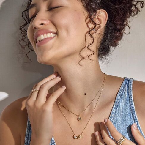 Diamond Necklaces for Women, Lab Grown Diamond Necklace Pendant, Hypoallergenic & Dainty 925 Sterling Silver Necklace with 14K Gold Vermeil (25x Thicker than Gold Plating), Gift Box, 5 Years Warranty in Saudi Arabia