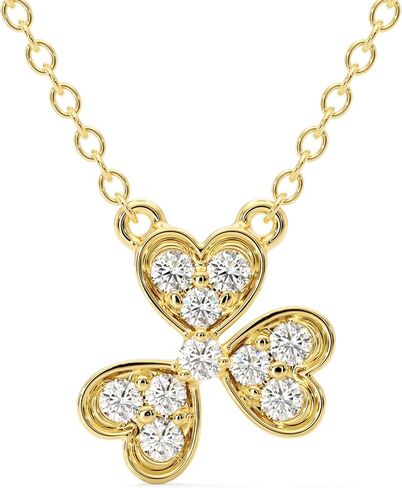 Diamond Necklaces for Women, Lab Grown Diamond Necklace Pendant, Hypoallergenic & Dainty 925 Sterling Silver Necklace with 14K Gold Vermeil (25x Thicker than Gold Plating), Gift Box, 5 Years Warranty in Saudi Arabia