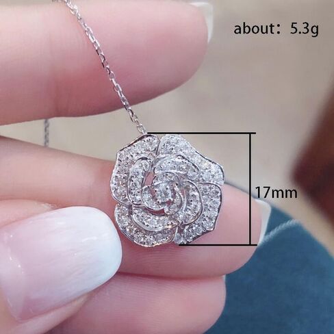 Flower Pendant Necklace for Women Silver Plated Cubic Zirconia Choker Necklace Adjustable Fashion Trendy Dainty Simple Minimalism Rhinestone Jewelry Gift for Prom Wedding Brides in Saudi Arabia