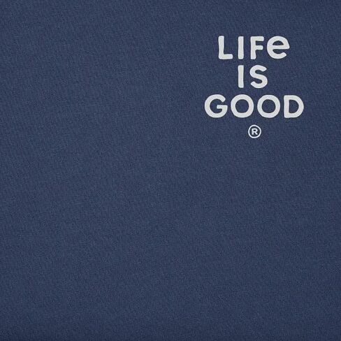 Life is Good. Men's Home of The Brave Raggedy Flag Short Sleeve Crusher Tee, Darkest Blue in Saudi Arabia