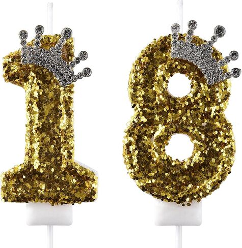شمعة عيد ميلاد AOOLADA 18 و81، شموع الكيك 18 و81، شموع عيد ميلاد رقم 18 و81 لتزيين الجزء العلوي من الكعك، أخضر in Saudi Arabia