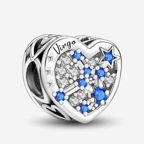 1Pc Fashionable Silver heart-shaped, Twelve Constellations, Beads Pendant Fit DIY Jewelry Matching And Daily Outfit Decoration Gift For Women in Saudi Arabia