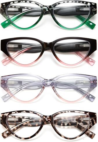 EYEURL 4-Pack Cat Eye Reading Glasses for Women-Blue Light Blocking Computer Glasses with Spring Hinge Anti-Glare Readers for Women 3.0 in Saudi Arabia