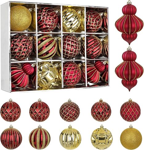 4" Christmas Ball Ornaments Set 12PCS Large Shatterproof Plastic Ornaments Christmas Tree Ball Hanging Ornaments for Xmas Tree Wedding Party Holiday Decorations - Silver, White in Saudi Arabia