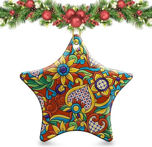 Christmas Ornaments 2025,Mexican Talavera Ornaments for Christmas Tree Holidays Ornaments Decorations,adornos de Navidad Ceramic Ornaments Xmas Gifts Idea for Home Decor in Saudi Arabia