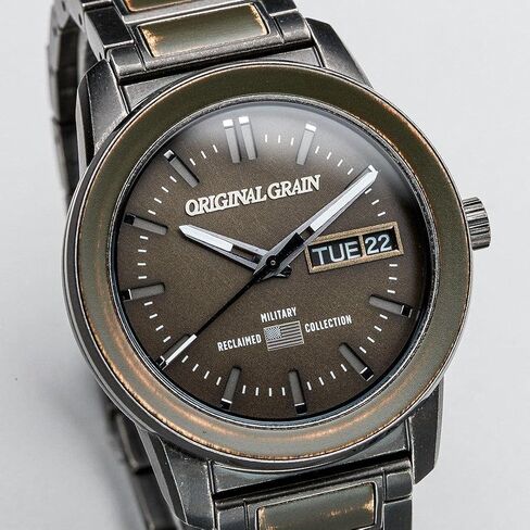 Original Grain Men's Military Ammo 42mm Analog Watch | Alterra Chrono Collection, Stonewashed Steel, Adjustable Watch Band | 10ATM Water-Resistant & Scratch-Resistant | Bracelet Wrist Watch for Men in Saudi Arabia