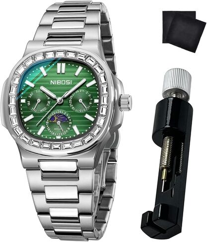 NIBOSI Men's Watches - Analog Quartz Chronograph Watch for Men, Waterproof Luxury Diamond Luminous Dial Business Dress Watch for Anniversary Graduation and Birthday Gifts in Saudi Arabia