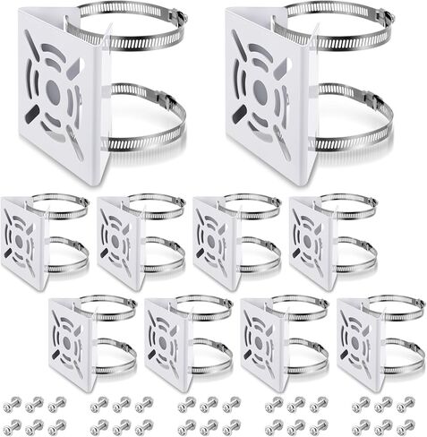 6 Pcs Universal Vertical Pole Mount for Security Camera Wall Mounting Bracket with 6/12 Loop Solid Metal Pole Bracket for CCTV Camera Indoor Outdoor Solar Panel LED Wall/ Stage Light (Black) in Kuwait