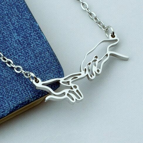 Zhxingjew Creation of Adam Necklace Renaissance Jewelry God Adam Fingers Artwork Jewelry in Saudi Arabia