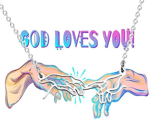 Zhxingjew Creation of Adam Necklace Renaissance Jewelry God Adam Fingers Artwork Jewelry in Saudi Arabia