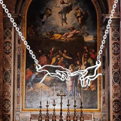 Zhxingjew Creation of Adam Necklace Renaissance Jewelry God Adam Fingers Artwork Jewelry in Saudi Arabia