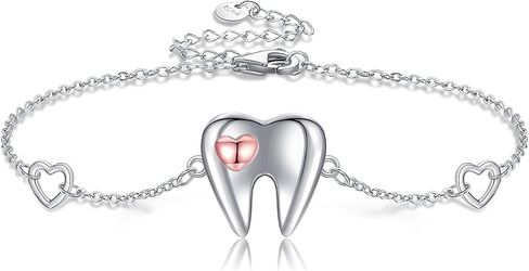 YAFEINI Sterling Silver Heart Tooth Bracelet - Dental Jewelry Gift for Women in Saudi Arabia