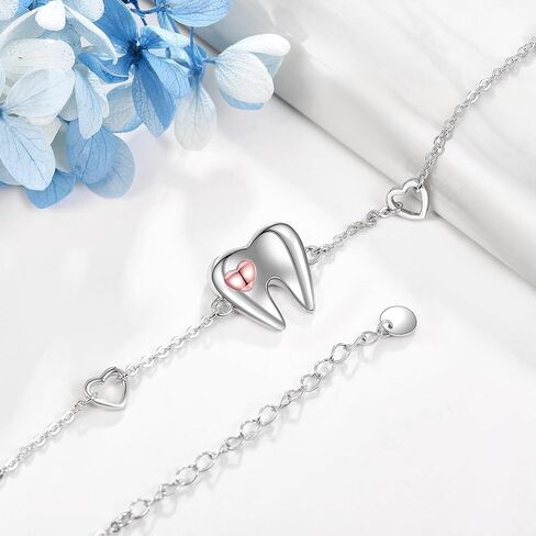 YAFEINI Sterling Silver Heart Tooth Bracelet - Dental Jewelry Gift for Women in Saudi Arabia