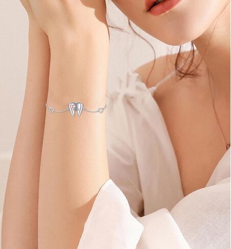 YAFEINI Sterling Silver Heart Tooth Bracelet - Dental Jewelry Gift for Women in Saudi Arabia