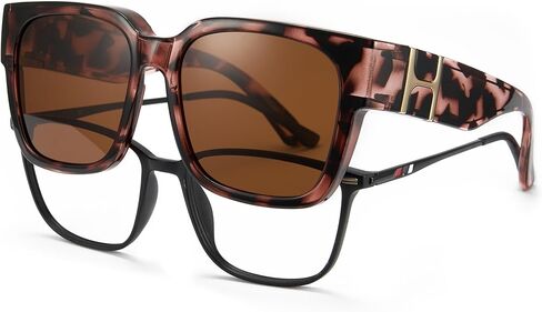 Cyxus Fit Over Sunglasses for Women, Trendy Designer Style Oversized Polarized Sun Glasses Driving UV400 Protection P1185 in Saudi Arabia