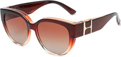 Cyxus Fit Over Sunglasses for Women, Trendy Designer Style Oversized Polarized Sun Glasses Driving UV400 Protection P1185 in Saudi Arabia
