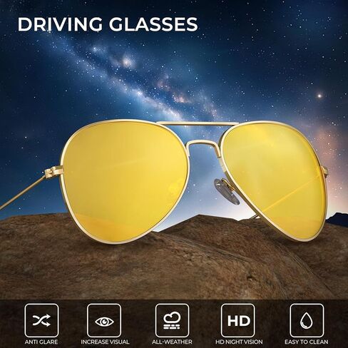 نظارات Aviator للرؤية الليلية للرجال والنساء، نظارات القيادة الليلية ليلا، عبوة من 3 قطع in Saudi Arabia