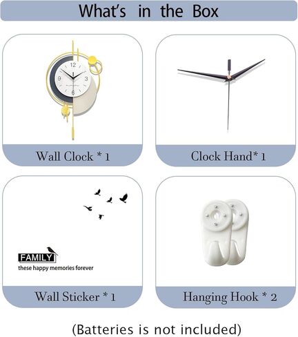 ساعة حائط FLEBLE لديكور غرفة المعيشة، ساعات حائط حديثة صامتة تعمل بالبطارية، غير موقوتة، ساعة كبيرة تناظرية لتزيين الحائط للمطبخ، المكتب، الحمام، غرفة النوم، الحمام المنزلي، 13 × 22 بوصة in Kuwait