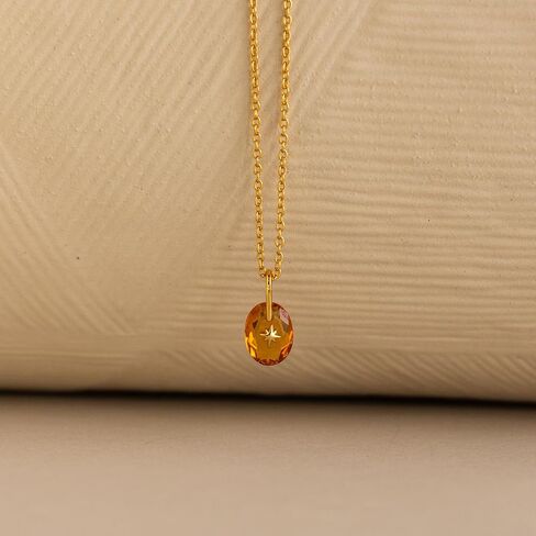 CAITLYNMINIMALIST 18K Gold Plated Sterling Silver North Star Birthstone Signet Mini Charm Gemstone Pendant Necklace Gift for Her in Saudi Arabia