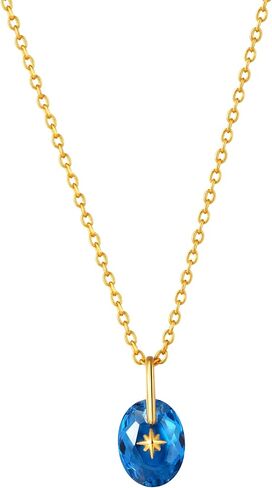 CAITLYNMINIMALIST 18K Gold Plated Sterling Silver North Star Birthstone Signet Mini Charm Gemstone Pendant Necklace Gift for Her in Saudi Arabia