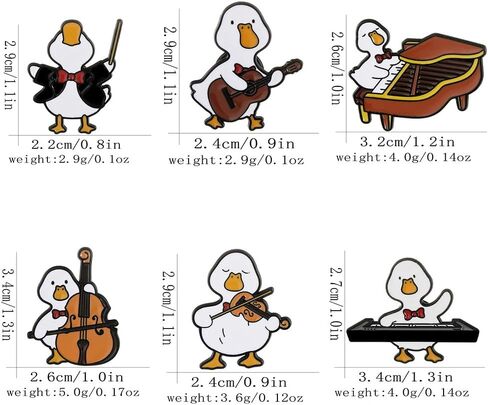 Novelty Duck Music Band Cartoon Brooch for Women Men 6PCS Set Creative Cute Funny White Ducky Guitar Piano Violin Pins Enamel Animal Brooches Lapel Badge Jacket Backpacks Bags Clothing Accessories in Saudi Arabia