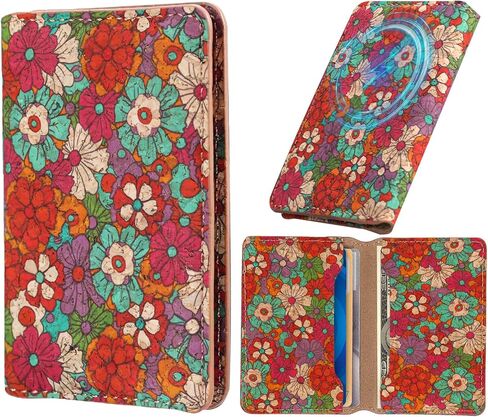 محفظة Denior for Magsafe Floral الفلين، محفظة مغناطيسية لهاتف Samsung s25 Ultra، حجب RFID وتناسب 4 بطاقات، حامل بطاقة الهاتف لسلسلة iPhone 17-8 (أزرق مترب) in Saudi Arabia