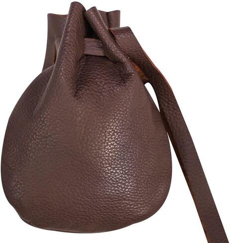 Mythrojan Leather Pouch Drawstring Storage Bag Medieval Belt Bag Renaissance Costume Accessories LARP Waist Bag Cosplay Coin Purse Antique Vintage Pouch - Black in Saudi Arabia
