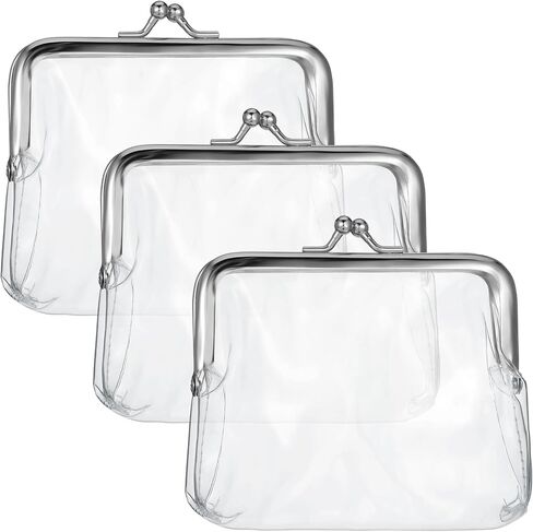 Xindojuz 3 Pcs Clear Coin Purse, Small Transparent Wallets for Women Metal Kiss Lock Change Pouch Jelly Wallets Clear Portable Coins Bags Change Purse, Plastic Waterproof Pvc Transparent Coin Wallet in Saudi Arabia